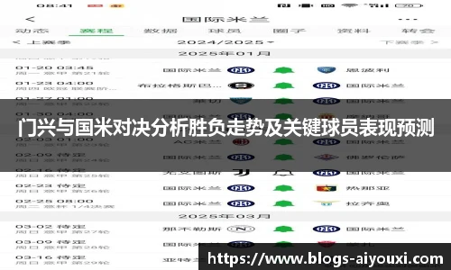 门兴与国米对决分析胜负走势及关键球员表现预测
